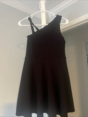 Sally Miller Black Asymmetric One-Shoulder A-Line Dress